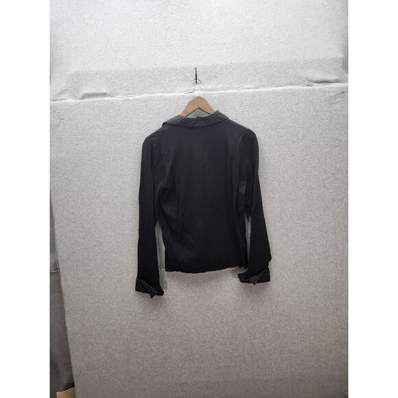 Elementz Black Long Sleeve Polka Dot Collar Top Womens L - Picture 3 of 3